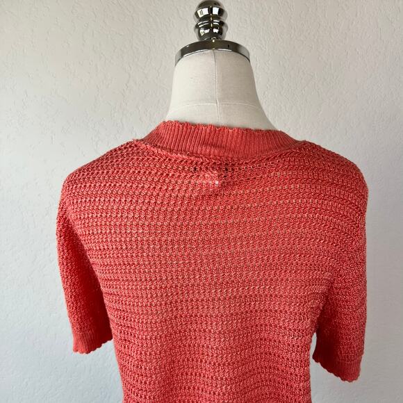 Vintage Y2K Crochet Bolero Shrug Top size Small Peach Pink Lightweight - Picture 6 of 8